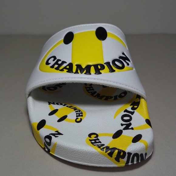 Champion Size 12 M IPO SMILE White Yellow Slide Sandals New Men\'s Shoes main image 6